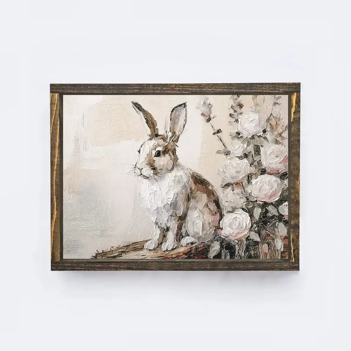 Earrings Vintage Framed Bunny Print Espresso Hoekstra Decor