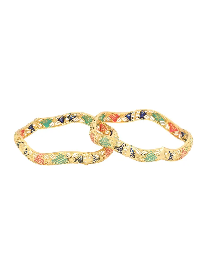 Earrings Yellow Chimes Bangles for Women Floral and Wave Designed Meenakari Touch Traditional Bangles for Women and Girls Yellow Chimes
