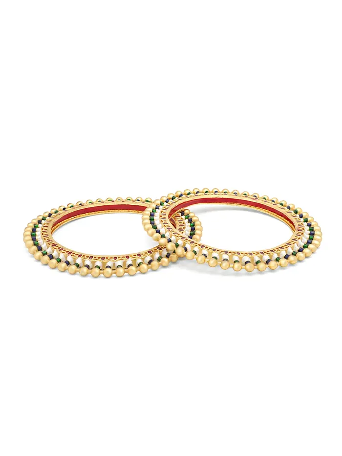 Earrings Yellow Chimes Bangles for Women Gold Toned Beads Designed Meenakari Touch Traditional Bangles for Women and Girls Yellow Chimes