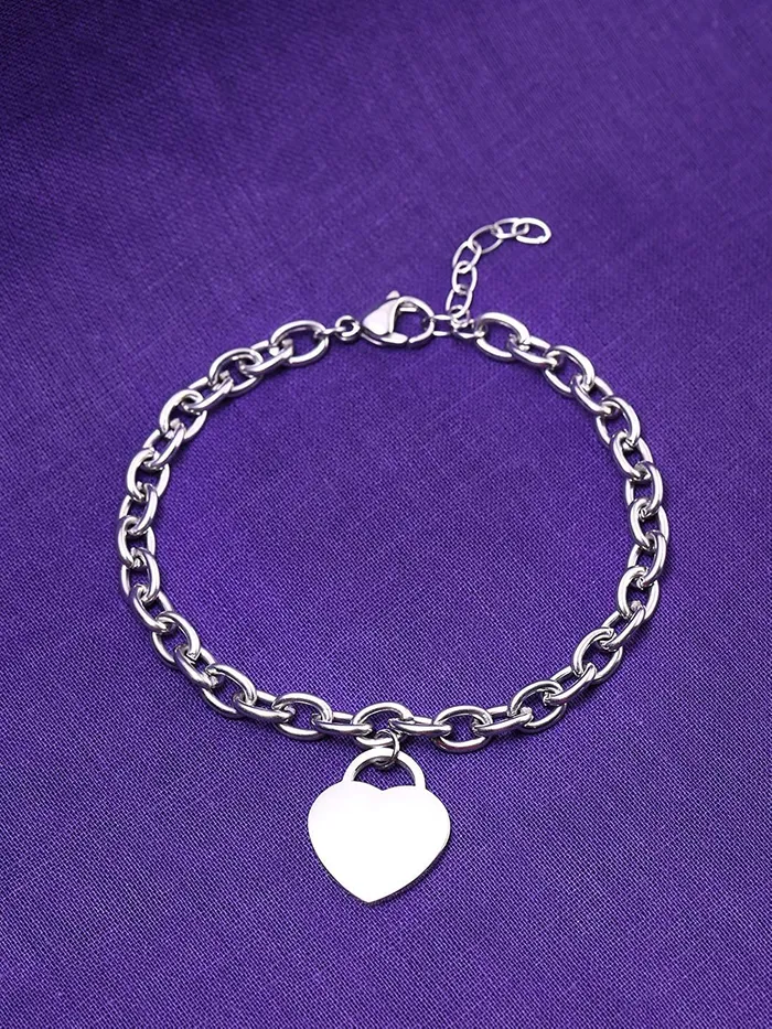Earrings Yellow Chimes Bracelet for Women Stainless Steel Silver Plated Chain Heart Charm Bracelet for Women and Girls Valentine Gift for Girls Yellow Chimes