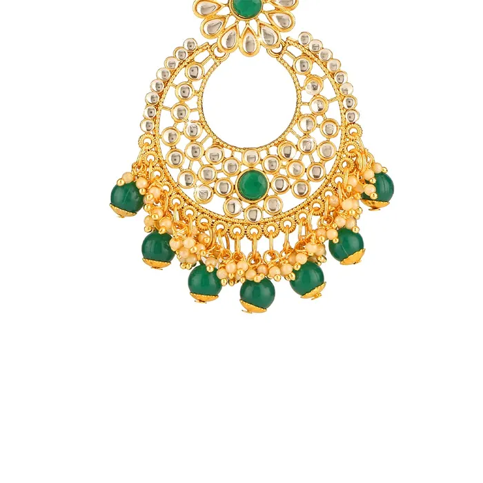 Earrings Yellow Chimes Chandbali Earrings for Women Traditional Kundan Earrings Moti Bandhani Work Chand bali Earrings for Women and Girls Yellow Chimes