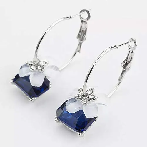 Earrings Yellow Chimes Elegant A Grade Crystal Flower Dangle Hoop Drop Earrings For Women and Girls Yellow Chimes