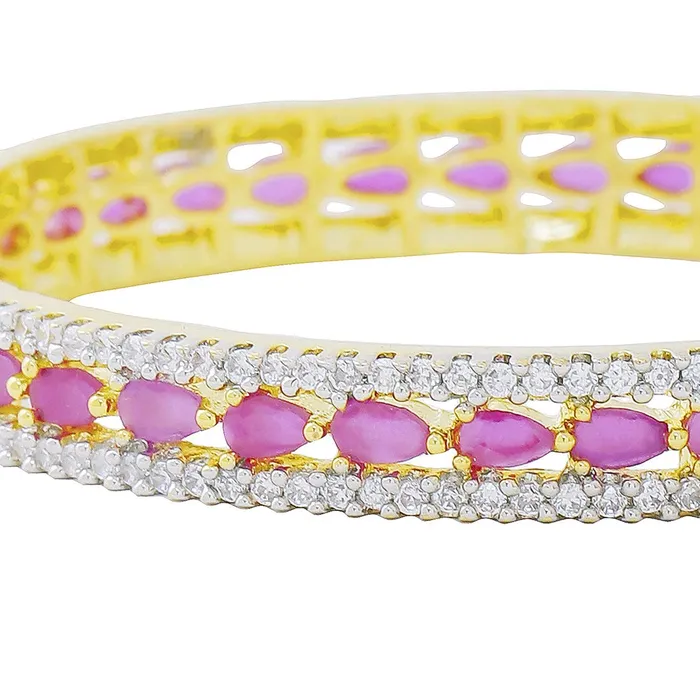 Earrings Yellow Chimes Elegant Pink ADAmerican Diamond Studded 18k Gold Plated Designer Handcrafted 1 PCs Bangle Bracelet for Women Girls 26 Yellow Chimes