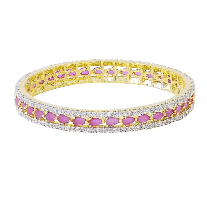Earrings Yellow Chimes Elegant Pink ADAmerican Diamond Studded 18k Gold Plated Designer Handcrafted 1 PCs Bangle Bracelet for Women Girls 26 Yellow Chimes