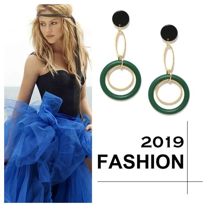 Earrings Yellow Chimes Geometric Shape Gold Plated Circle Drop Long Dangle Earrings For Women And Girls Yellow Chimes