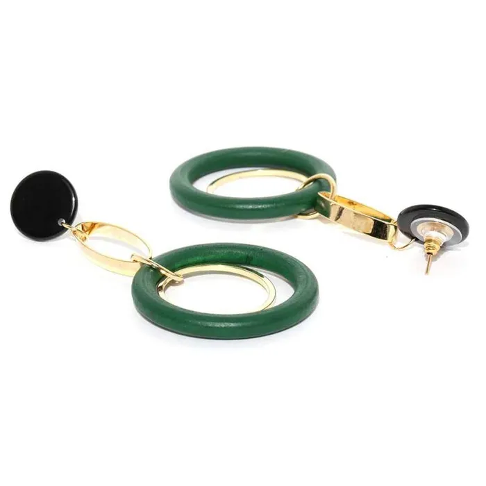 Earrings Yellow Chimes Geometric Shape Gold Plated Circle Drop Long Dangle Earrings For Women And Girls Yellow Chimes