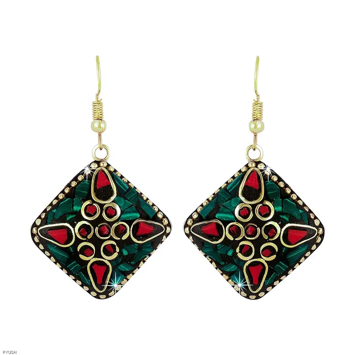 Earrings Yellow Chimes Handmade Tibetan Traditional COMBO of 3 Pairs Gold Plated Dangler Earrings for Women and Girls Combo2 Vivid Yellow Chimes