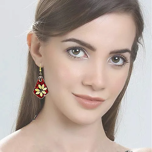 Earrings Yellow Chimes Handmade Tibetan Traditional COMBO of 3 Pairs Gold Plated Dangler Earrings for Women and Girls Combo2 Vivid Yellow Chimes