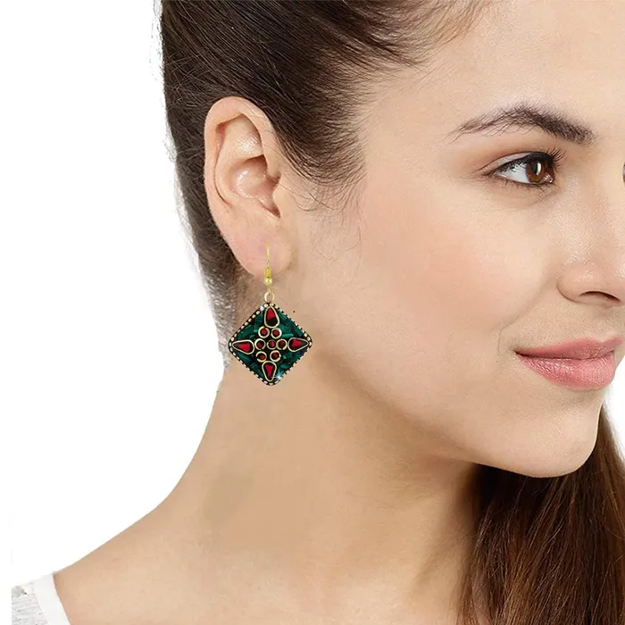 Earrings Yellow Chimes Handmade Tibetan Traditional COMBO of 3 Pairs Gold Plated Dangler Earrings for Women and Girls Combo2 Vivid Yellow Chimes