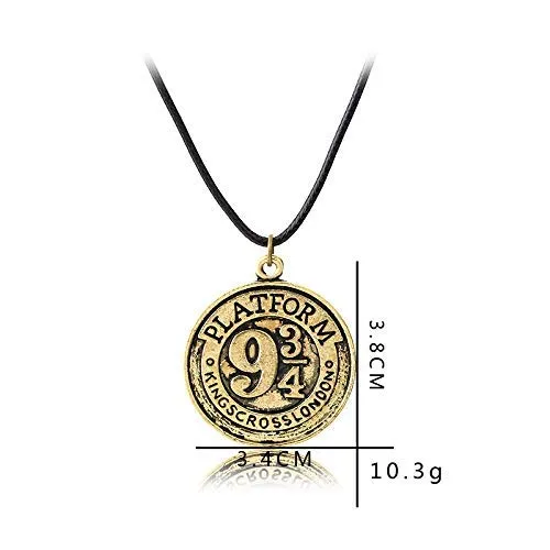 Earrings Yellow Chimes Harry Potter Accessories Pendant for Girls Harry Potter Platform Number 9 34 King Cross London Gold Plated Leather Pendant for Boys and Girls Yellow Chimes