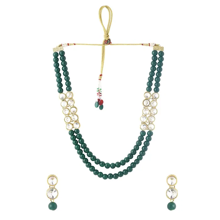 Earrings Yellow Chimes Jewellery Set for Women and Girls Green Beads Necklace Set for Women Gold Tone Stone Choker Necklace Set Birthday Gift for girls women Anniversary Gift for Wife Yellow Chimes