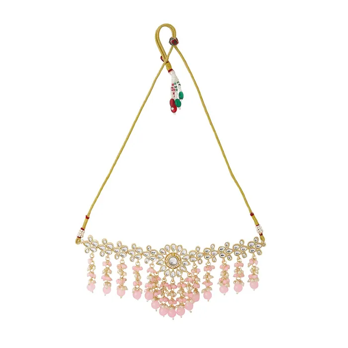 Earrings Yellow Chimes Jewellery Set for Women and Girls Traditional Kundan Necklaces Set Gold Plated Pink Beads Drop Kundan Set Birthday Gift for girls and women Anniversary Gift for Wife Yellow Chimes