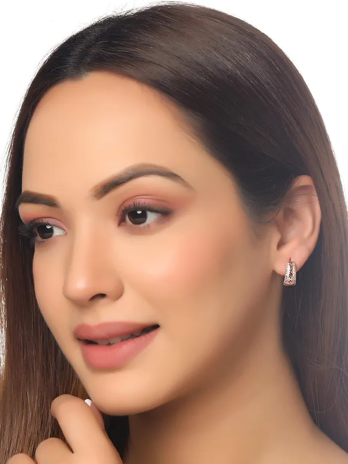 Earrings Yellow Chimes Kairangi Earrings for Women and Girls Rose Gold Crystal Hoops Rose Gold Plated Clip On Earrings Crystal Hoop Earrings for Women Birthday Gift for girls and women Anniversary Gift for Wife