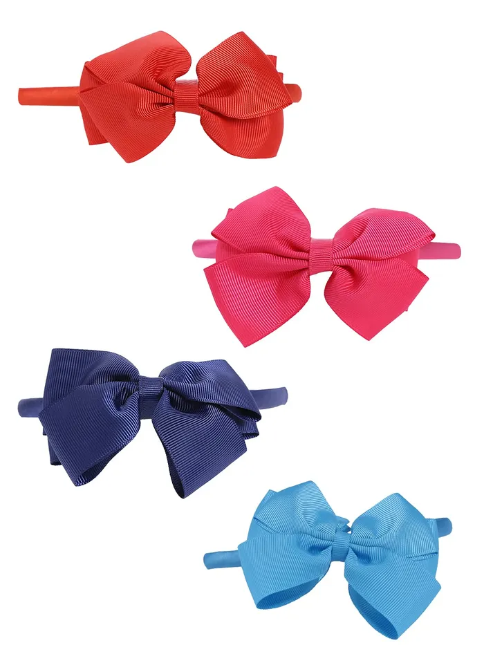 Earrings Yellow Chimes Melbees by Yellow Chimes Hair Bands for Girls Set of 4 Pcs Bow Hairbands Multicolor HairBands for Kids and Girls Hair Accessories