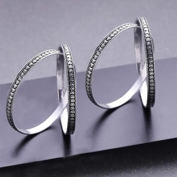 Earrings Yellow Chimes Oxidised Bangles for Women Oxidised Silver Bangles 4 PCs Traditional Silver Bangles Set for Women and Girls Yellow Chimes
