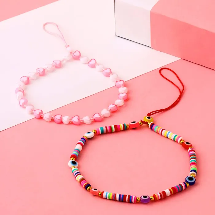 Earrings Yellow Chimes Phone String For Women Combo Of 2 Pcs Multicolor Beaded Phone Case Charm Phone Chain Wrist Strap For Women and Girls Yellow Chimes