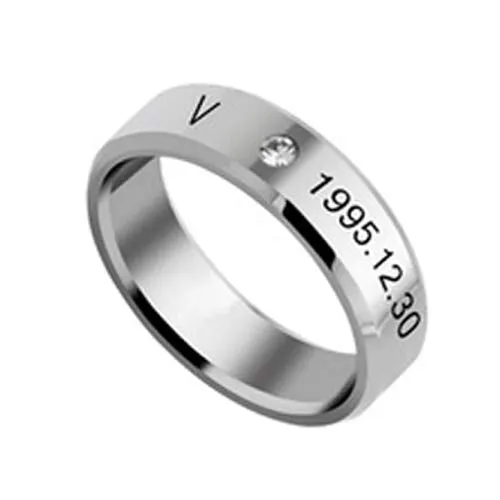 Earrings Yellow Chimes Ring for Men BTS Rings Stainless Steel Silver Ring Kpop BTS Bangtan Members Name Dob Engraved Ring for Men and Boys Yellow Chimes
