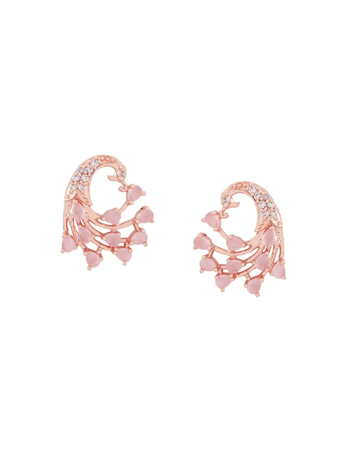 Earrings Yellow Chimes Stud Earrings Rose Gold Plated AD Crystal with Elegant Design PushBack Clasp 23cm x 2cm For Women Earrings Yellow Chimes Stud Earrings Rose Gold Plated AD Crystal with Elegant Design PushBack Clasp 23cm x 2cm For Women