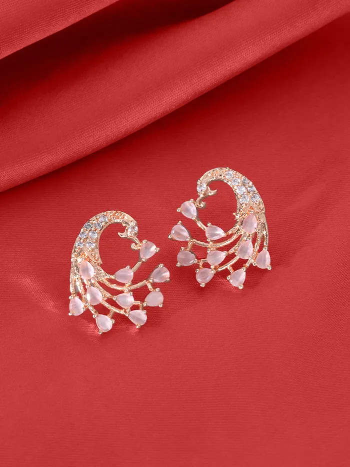 Earrings Yellow Chimes Stud Earrings Rose Gold Plated AD Crystal with Elegant Design PushBack Clasp 23cm x 2cm For Women