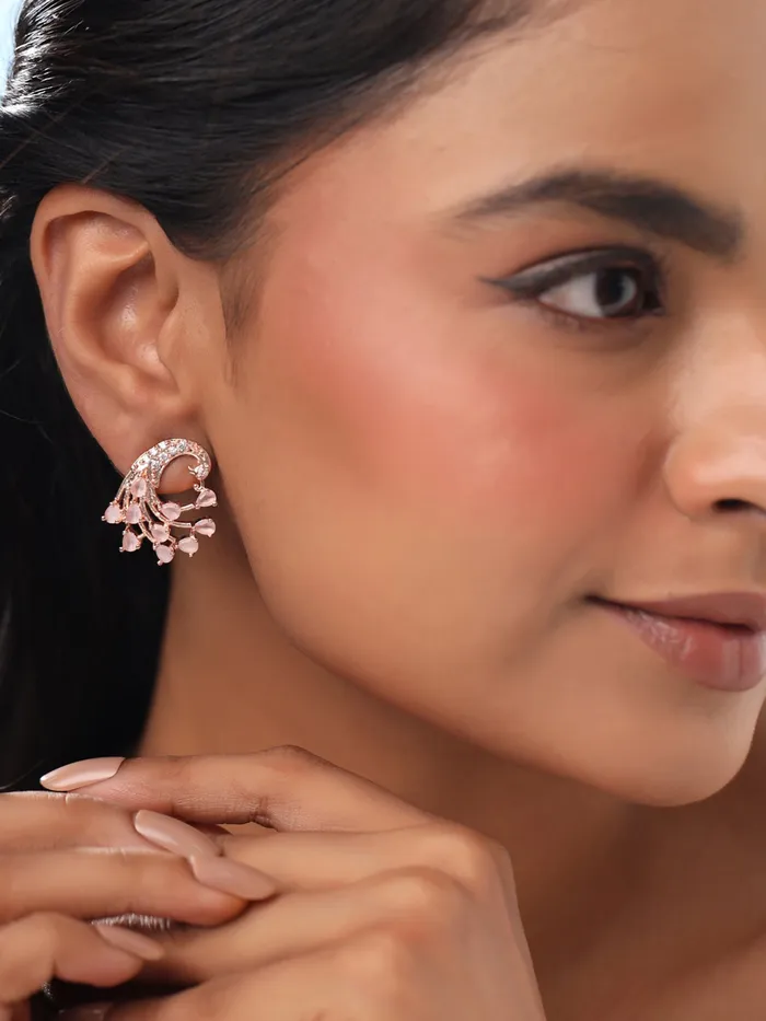 Earrings Yellow Chimes Stud Earrings Rose Gold Plated AD Crystal with Elegant Design PushBack Clasp 23cm x 2cm For Women