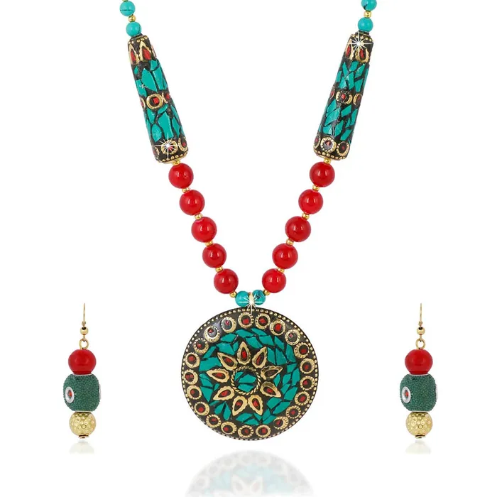 Earrings Yellow Chimes Tibetan Pendant Necklace with Earrings Tribal Beads Necklace Jewellery Set for Women and Girls Yellow Chimes Earrings Yellow Chimes Tibetan Pendant Necklace with Earrings Tribal Beads Necklace Jewellery Set for Women and Girls Yellow Chimes
