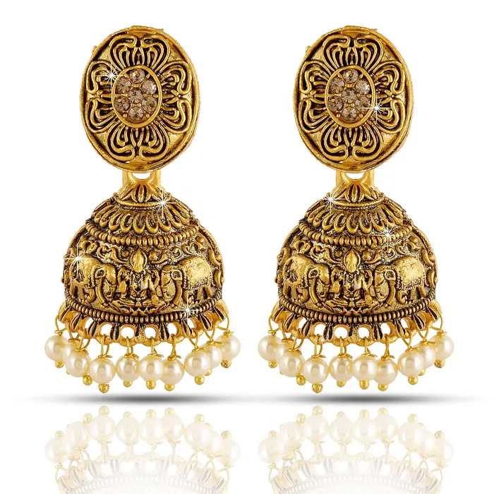 Earrings Yellow Chimes Traditional Jhumki Earrings Temple Jewellery Oxidized Matte Gold Plated Artistic Crafted Lakshmi Pearl Jhumka Earrings for Womens Girls Yellow Chimes Earrings Yellow Chimes Traditional Jhumki Earrings Temple Jewellery Oxidized Matte Gold Plated Artistic Crafted Lakshmi Pearl Jhumka Earrings for Womens Girls Yellow Chimes