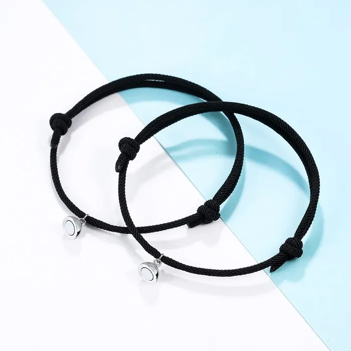 Earrings Yellow Chimes Valentine Gift for Girls Bracelet for Women and Men Black Couple Band Bracelets for Girls and Boys Magnetic Charms Thread Couple Bands Bracelet Gift for Valentines Yellow Chimes
