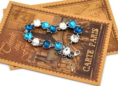 Earrings Yellow Chimes Water Droplets Blue Crystal Charm Bracelet for Women and Girls Yellow Chimes