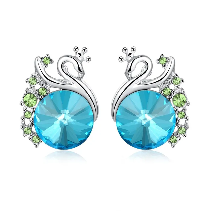 Earrings Yellow Chimes Yellow Chimes A5 Grade Blue Crystal Platinum Plated Swan Studs Earrings for Women Girls Earrings Yellow Chimes Yellow Chimes A5 Grade Blue Crystal Platinum Plated Swan Studs Earrings for Women Girls
