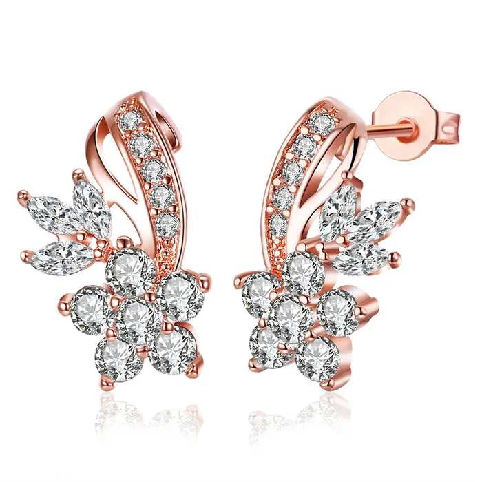 Earrings Yellow Chimes Yellow Chimes A5 Grade Crystal Rose Gold Plated Curvaceous Studs Earrings for Women Girls Earrings Yellow Chimes Yellow Chimes A5 Grade Crystal Rose Gold Plated Curvaceous Studs Earrings for Women Girls