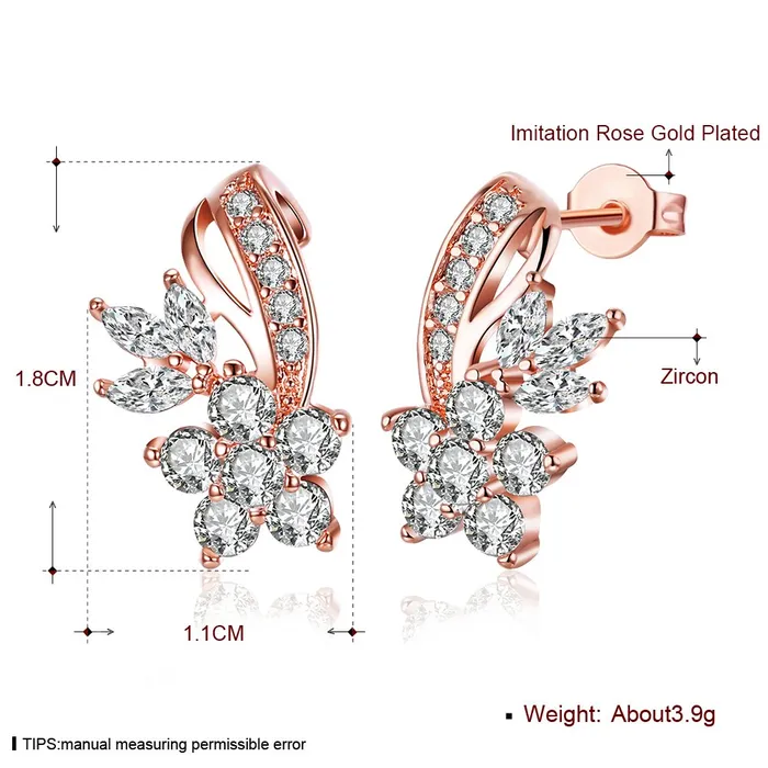 Earrings Yellow Chimes Yellow Chimes A5 Grade Crystal Rose Gold Plated Curvaceous Studs Earrings for Women Girls