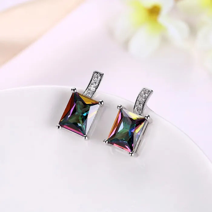 Earrings Yellow Chimes Yellow Chimes A5 Grade Crystal Silver Plated Earrings for Women Girls