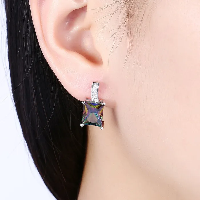 Earrings Yellow Chimes Yellow Chimes A5 Grade Crystal Silver Plated Earrings for Women Girls