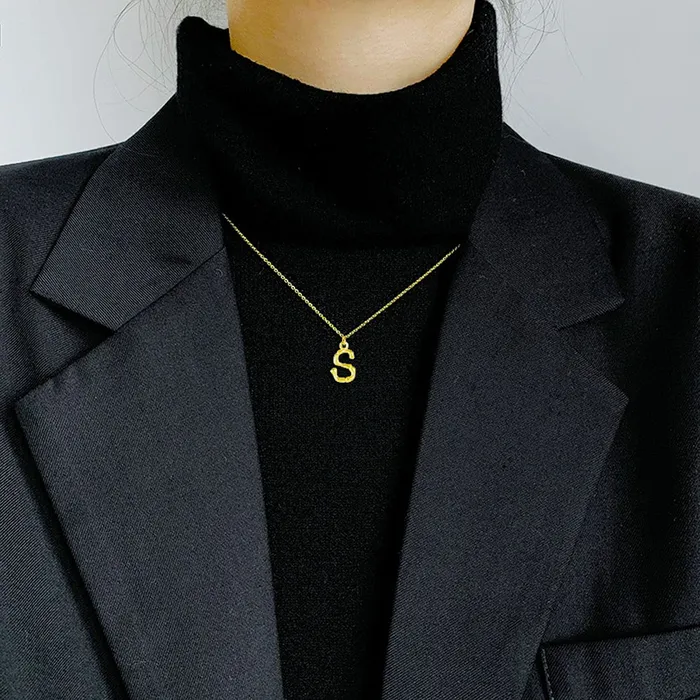Earrings Yellow Chimes Yellow Chimes Alphabet Pendant Necklace for Women Alphabet S Initial Golden Pendant Stainless Steel Gold Plated Chain Pendant for Women and Men