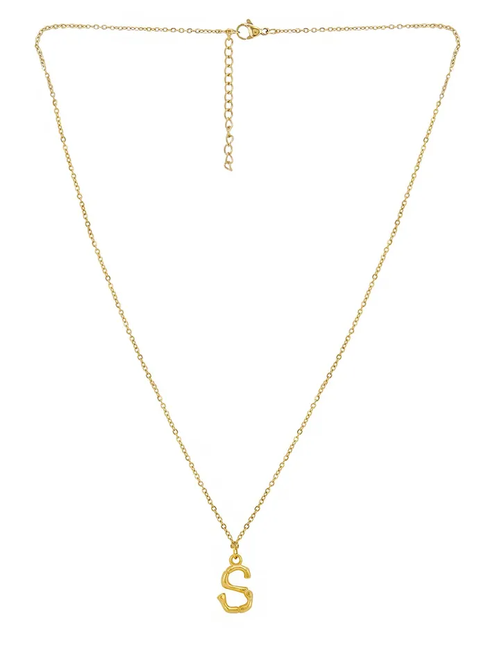 Earrings Yellow Chimes Yellow Chimes Alphabet Pendant Necklace for Women Alphabet S Initial Golden Pendant Stainless Steel Gold Plated Chain Pendant for Women and Men