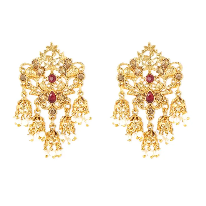 Earrings Yellow Chimes Yellow Chimes Antique Multicolour Copper Gold Plated Traditional Peacock Designer Dangle Earrings Women and Girls Earrings Yellow Chimes Yellow Chimes Antique Multicolour Copper Gold Plated Traditional Peacock Designer Dangle Earrings Women and Girls
