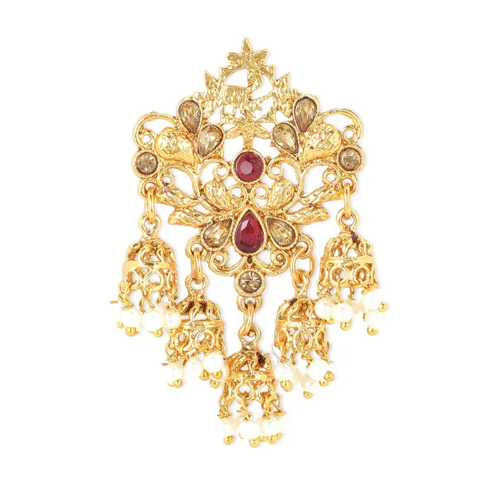 Earrings Yellow Chimes Yellow Chimes Antique Multicolour Copper Gold Plated Traditional Peacock Designer Dangle Earrings Women and Girls