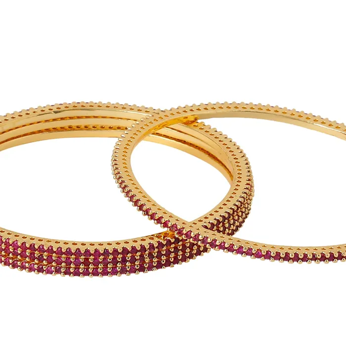 Earrings Yellow Chimes Yellow Chimes Bangles for Women Girls Traditional American Diamond Bangles for women Gold Tone Red AD Stone Bangles for girls Birthday Gift For girls women Anniversary Gift for Wife