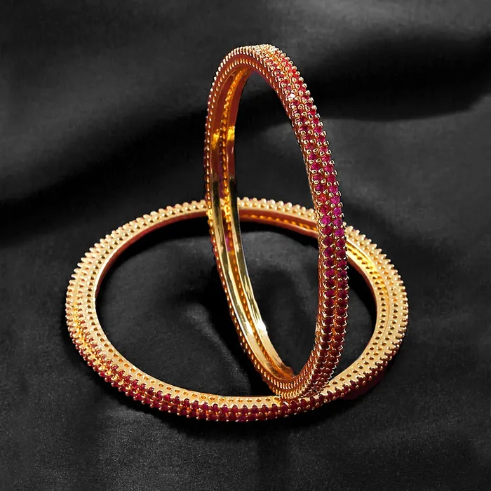 Earrings Yellow Chimes Yellow Chimes Bangles for Women Girls Traditional American Diamond Bangles for women Gold Tone Red AD Stone Bangles for girls Birthday Gift For girls women Anniversary Gift for Wife