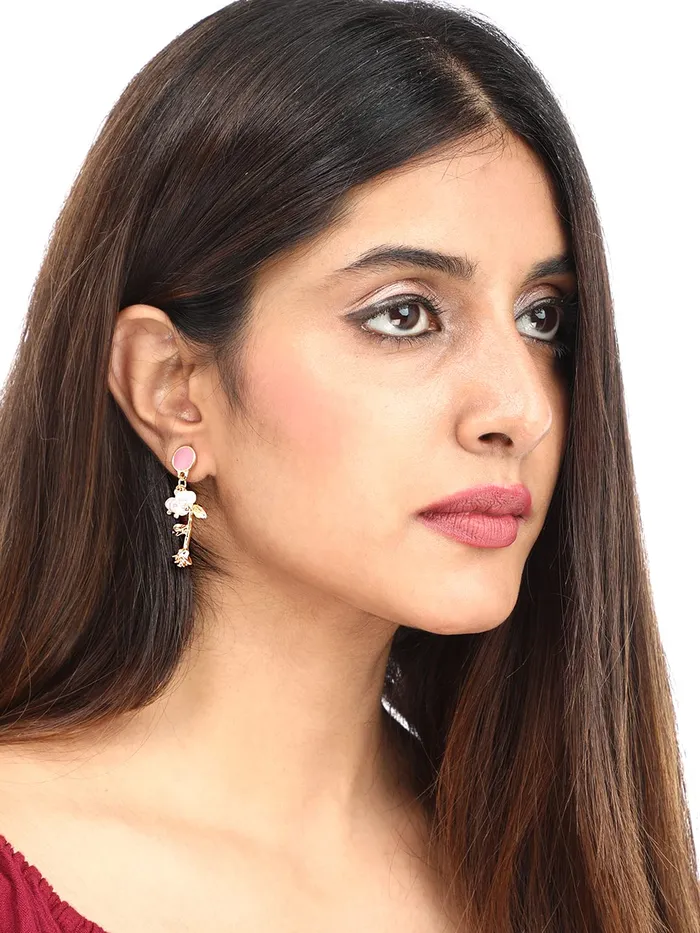 Earrings Yellow Chimes Yellow Chimes Combo of 2 Pairs Latest Fashion Gold Plated Floral Pearl Design Drop Earrings for Women and Girls Medium YCFJER03PRLDGNCWH