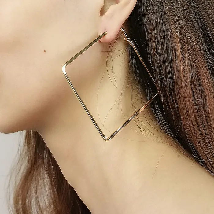 Earrings Yellow Chimes Yellow Chimes Combo of 2 Pairs Latest Fashion Gold Plated Geometric Shape Square Round Design Hoop Earrings for Women and Girls Medium YCFJER14GEOMTRCCGL