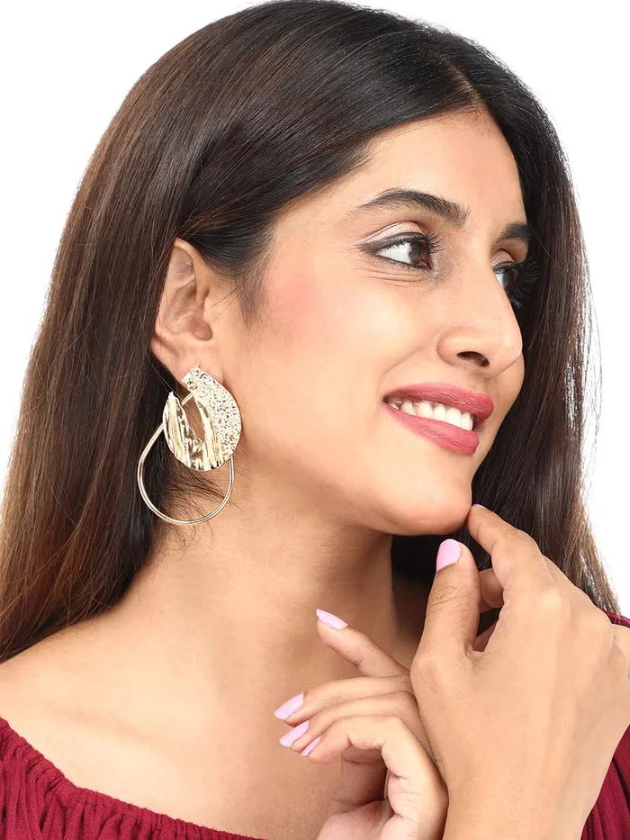 Earrings Yellow Chimes Yellow Chimes Combo of 2 Pairs Latest Fashion Gold Plated Geometric Shape Square Round Design Hoop Earrings for Women and Girls Medium YCFJER14GEOMTRCCGL
