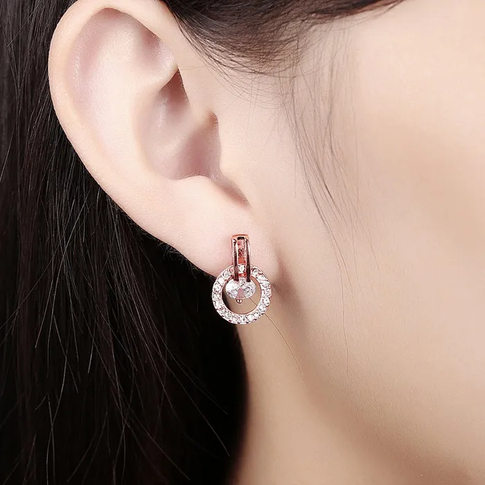 Earrings Yellow Chimes Yellow Chimes Crystal Drop Earrings for Women A5 Grade Crystal 18K Rose Gold Plated Drop Earrings for Women and Girls