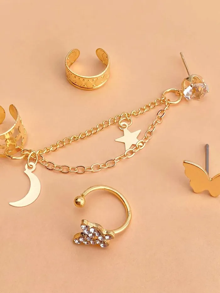 Earrings Yellow Chimes Yellow Chimes Earrings for Women and Girls Fashion Golden Ear Cuff Tassel Ear Cuffs for Women Cartilage Clip on Earrings Birthday Gift for girls and women Anniversary Gift for Wife