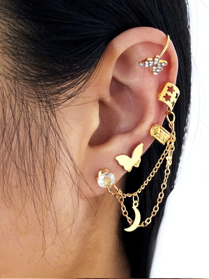 Earrings Yellow Chimes Yellow Chimes Earrings for Women and Girls Fashion Golden Ear Cuff Tassel Ear Cuffs for Women Cartilage Clip on Earrings Birthday Gift for girls and women Anniversary Gift for Wife