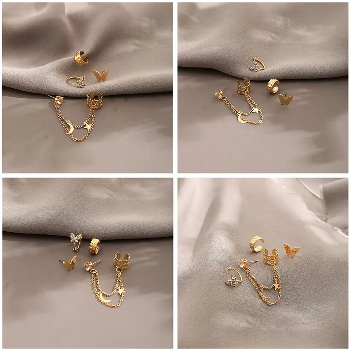 Earrings Yellow Chimes Yellow Chimes Earrings for Women and Girls Fashion Golden Ear Cuff Tassel Ear Cuffs for Women Cartilage Clip on Earrings Birthday Gift for girls and women Anniversary Gift for Wife