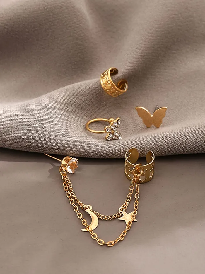 Earrings Yellow Chimes Yellow Chimes Earrings for Women and Girls Fashion Golden Ear Cuff Tassel Ear Cuffs for Women Cartilage Clip on Earrings Birthday Gift for girls and women Anniversary Gift for Wife