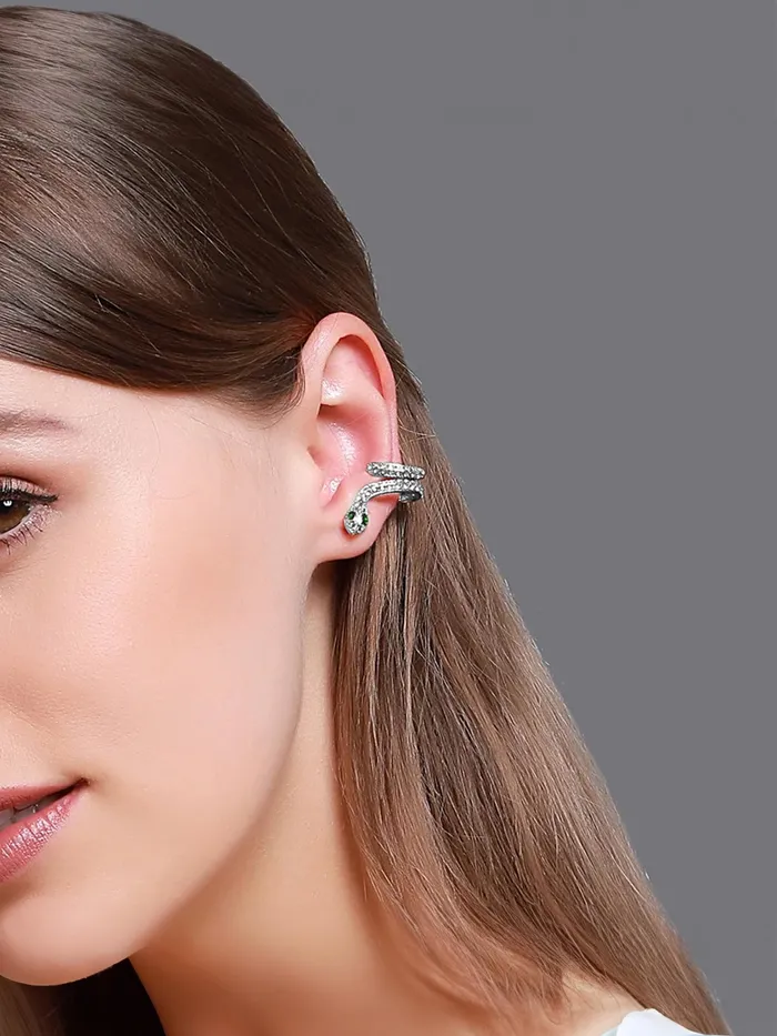 Earrings Yellow Chimes Yellow Chimes Earrings for Women and Girls Fashion Silver Stud Earrings for Women I Silver Toned Statement Style Curved Snake Shaped Studs Earrings