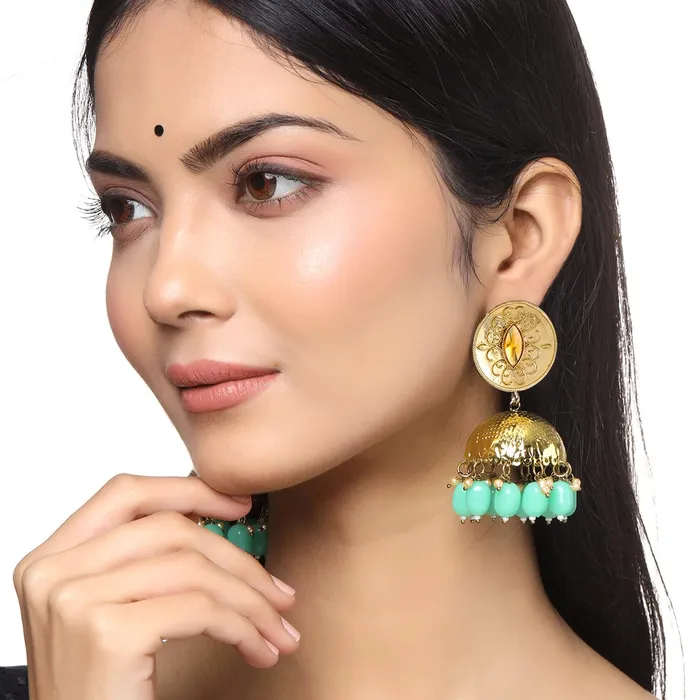 Earrings Yellow Chimes Yellow Chimes Earrings for Women and Girls Traditional Kundan Studded Jhumka Gold Plated Kundan Stone Jhumki Earrings Birthday Gift for girls and women Anniversary Gift for Wife