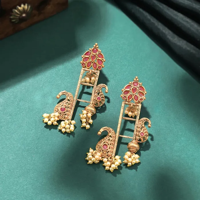 Earrings Yellow Chimes Yellow Chimes Earrings For Women Girls I Traditional Dangler Earrings Oxidised Gold Plated Long Danglers I Birthday Gift For Girls and Women Anniversary Gift for Wife
